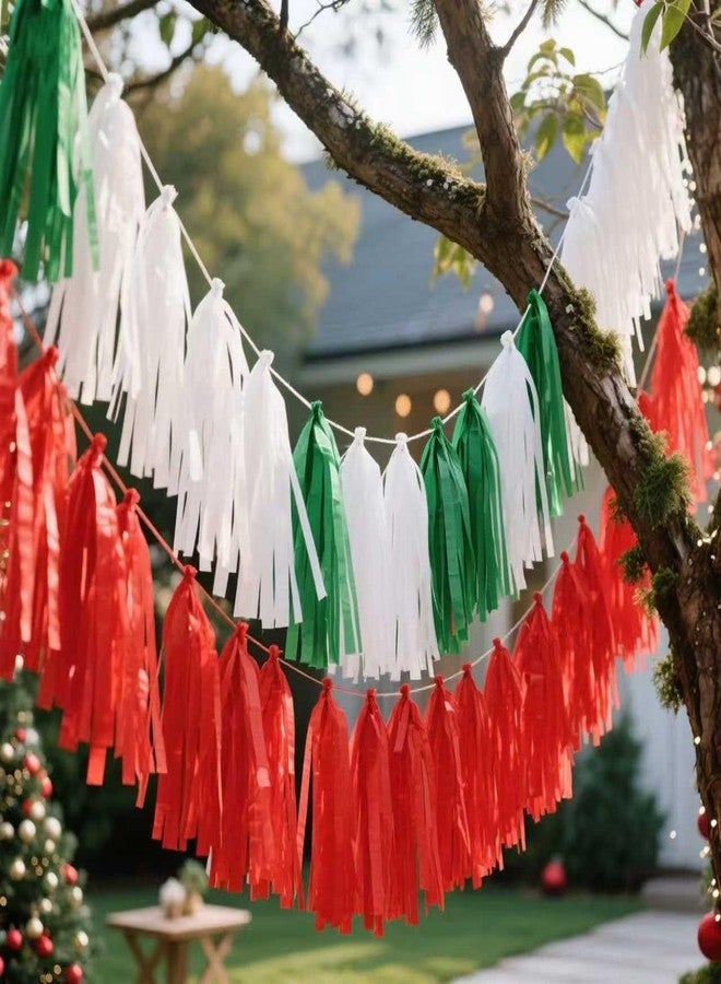KUNYYI Red White and Green Paper Tassels 30pcs Streamers Christmas Theme Graduation Birthday Wedding Party Decoration - Image 5